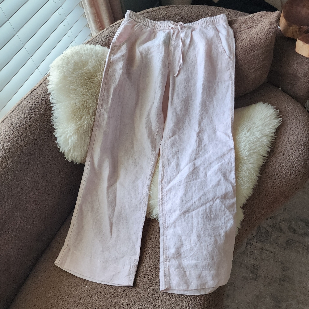 L.L Bean Washable Light Pink Pull On Drawstring Pants
